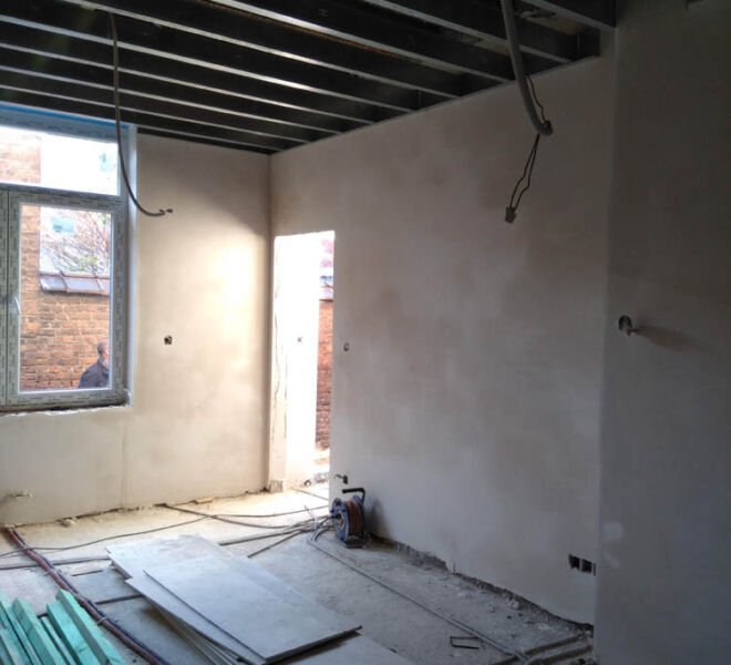 Cloison faux plafond, menuiserie, revêtement